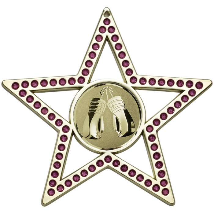 75MM PINK STAR BOXING MEDAL - GOLD, SILVER, BRONZE
